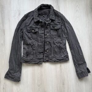 Women's PAIGE Black Distressed Denim Jacket